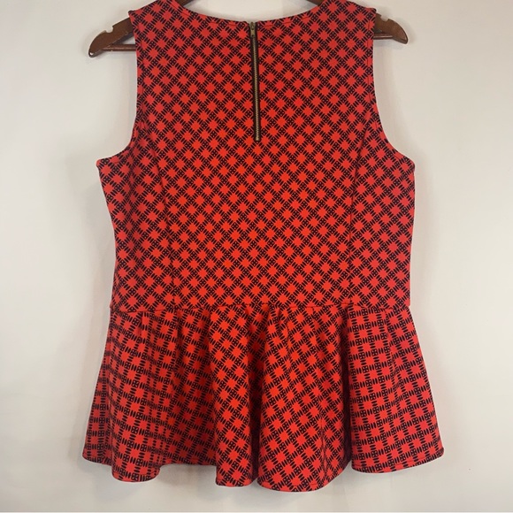 WORTHINGTON Patterned Coral Black Peplum Tank Top Blouse Black Zip Size XL - Picture 4 of 9